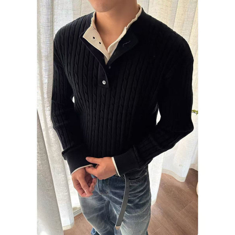 Herren Feinstrickpullover mit dekorativen Knopfdetails Aliams