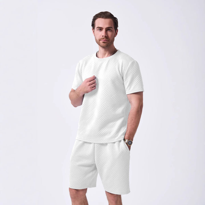 Herren sportliches Freizeit-T-Shirt und Shorts Set mit strukturierter Oberfläche Aliams