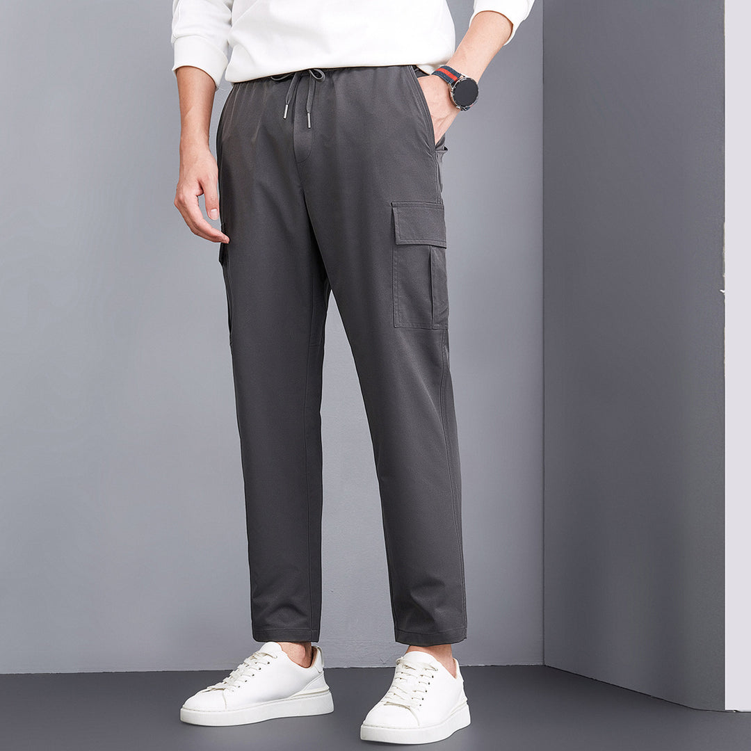 Herren bequeme Cargo-Hose mit elastischem Bund und praktischen Taschen Aliams