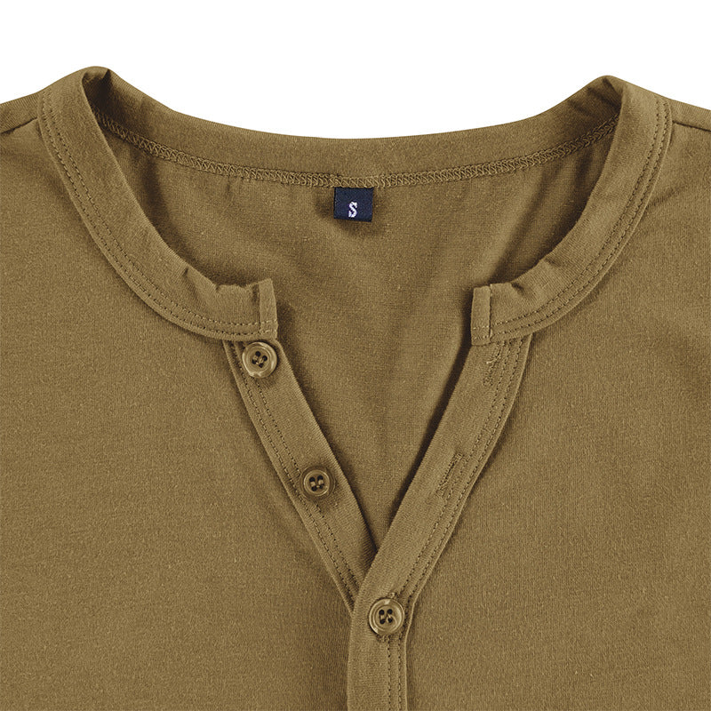Herren Kurzarm-Henley-Shirt mit eleganter Knopfleiste und bequemem Schnitt Aliams