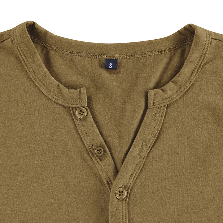Herren Kurzarm-Henley-Shirt mit eleganter Knopfleiste und bequemem Schnitt Aliams