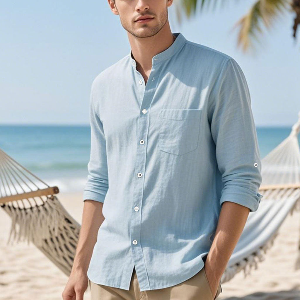 Herren Hemd im eleganten Henley-Stil mit strukturierter Baumwolle Aliams
