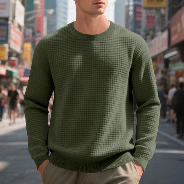 Herren strukturiertes Rundhals-Sweater aus weichem Baumwollmix Aliams