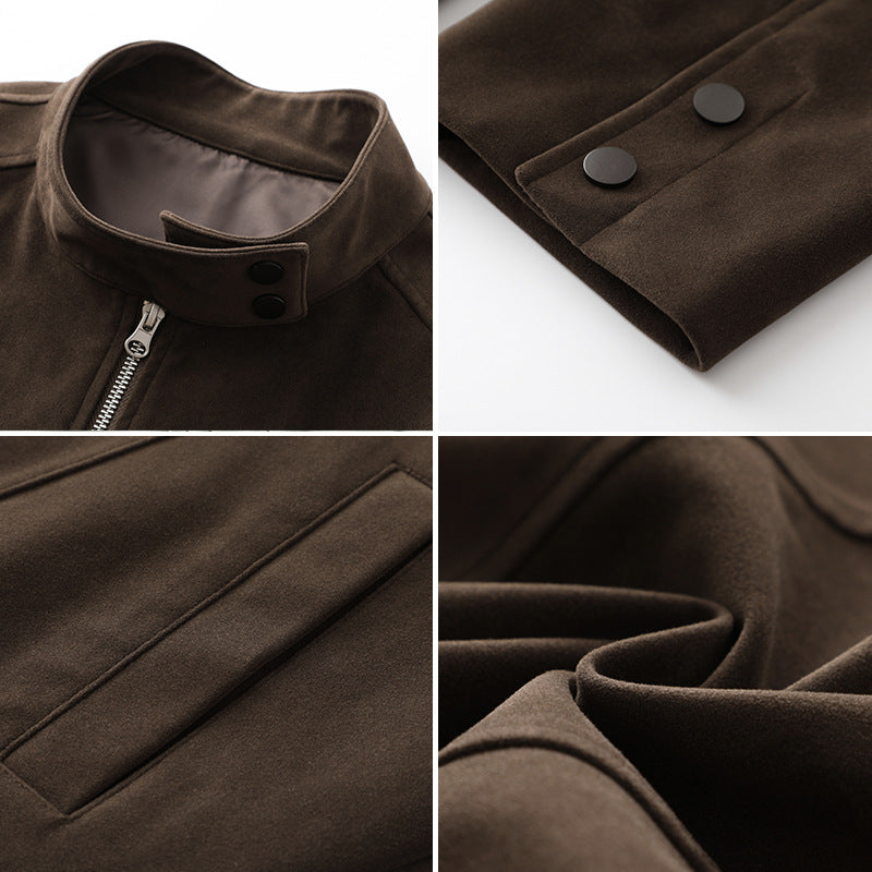 Herren Freizeitjacke aus weichem Kunstleder mit praktischem Kragen und Reißverschluss Aliams