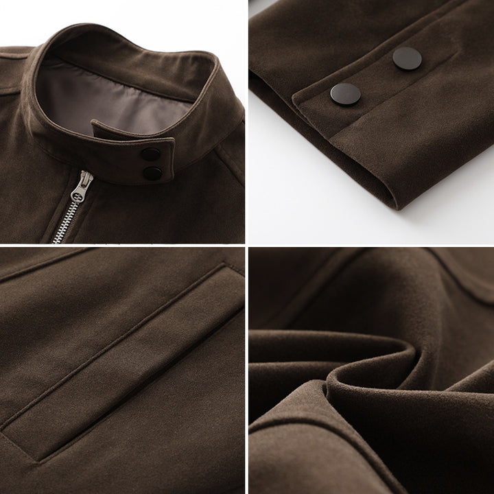 Herren Freizeitjacke aus weichem Kunstleder mit praktischem Kragen und Reißverschluss Aliams