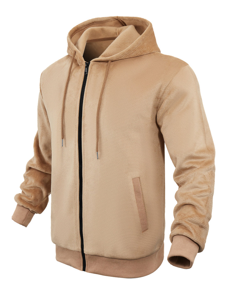 Herren funktionale Kapuzenjacke mit Reißverschluss und atmungsaktiver Netzstruktur Aliams