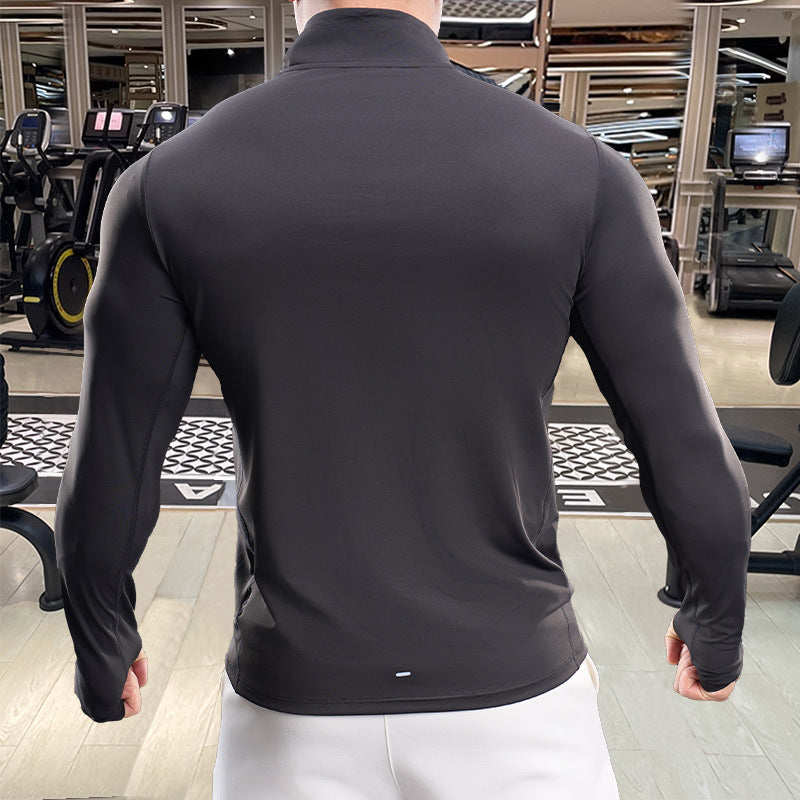 Herren Atmungsaktives Fitness-Oberteil mit kurzem Reißverschluss Aliams