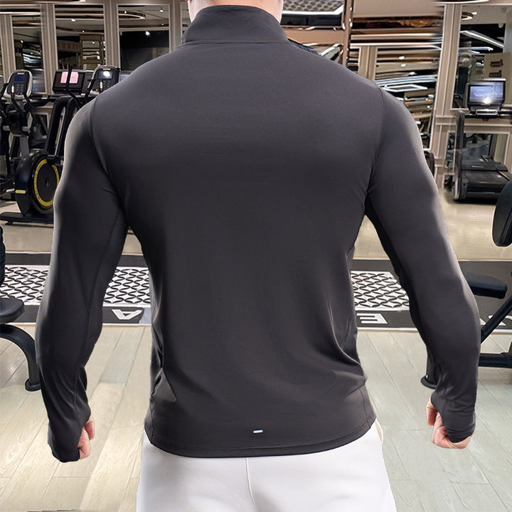 Herren Atmungsaktives Fitness-Oberteil mit kurzem Reißverschluss Aliams