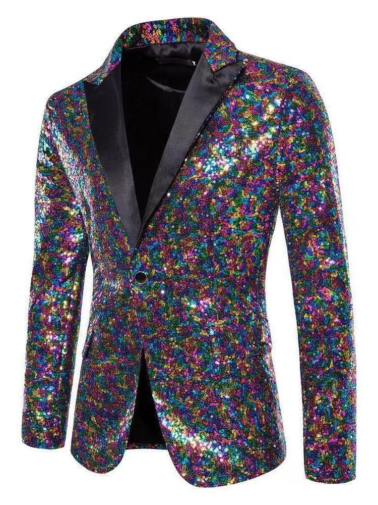 Herren eleganter Pailletten-Blazer mit edel dekorativen Akzenten Aliams
