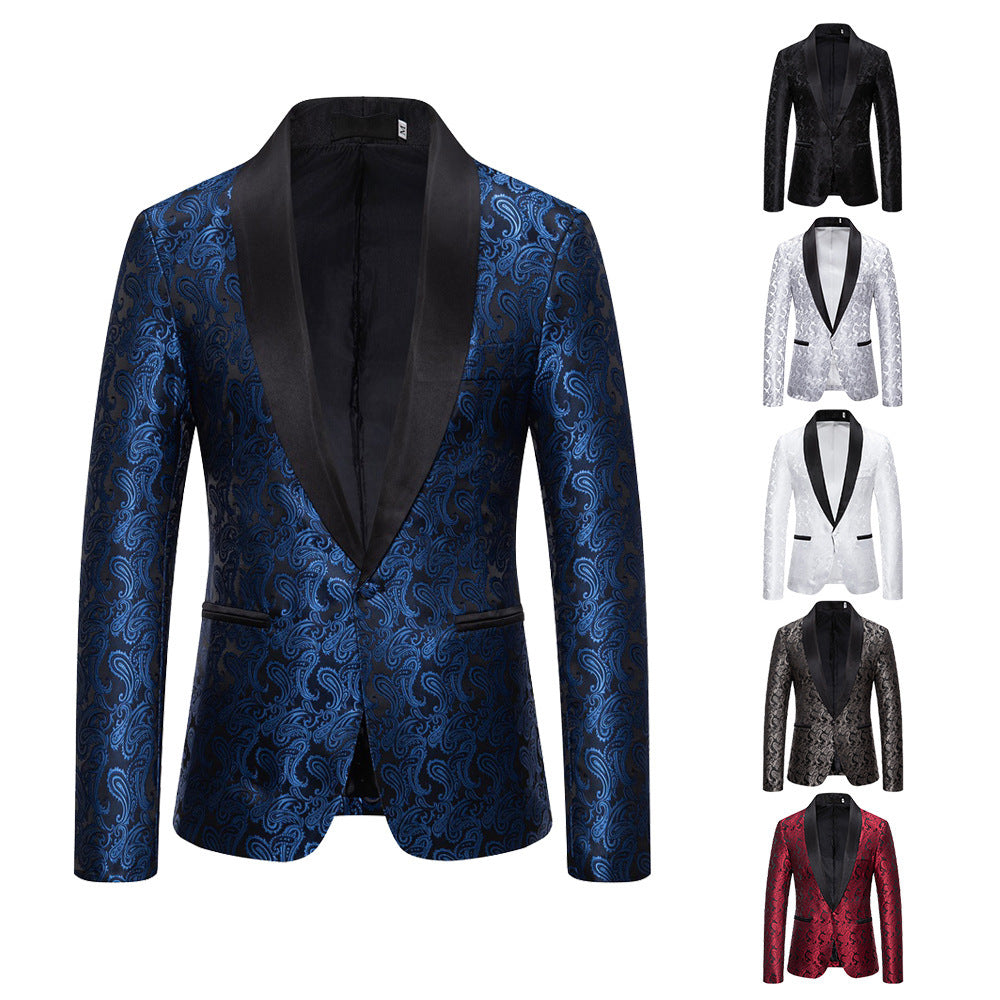 Herren eleganter Smoking-Blazer mit floralem Jacquard-Muster Aliams