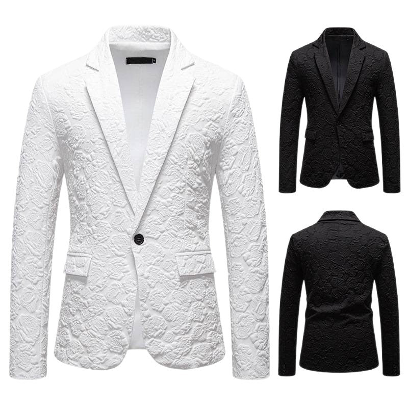 Herren Eleganter Blazer mit strukturiertem Floralmuster Aliams