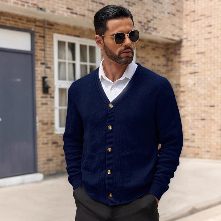 Herren Strickjacke mit modernen Details und praktischen Taschen Aliams