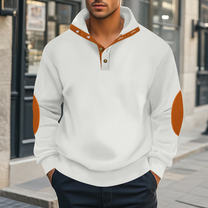 Herren Henley-Pullover mit strukturiertem Design und Kontrastakzenten Aliams