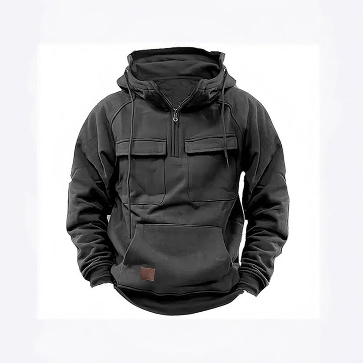 Herren funktionale Kapuzenjacke mit praktischen Beuteltaschen Aliams