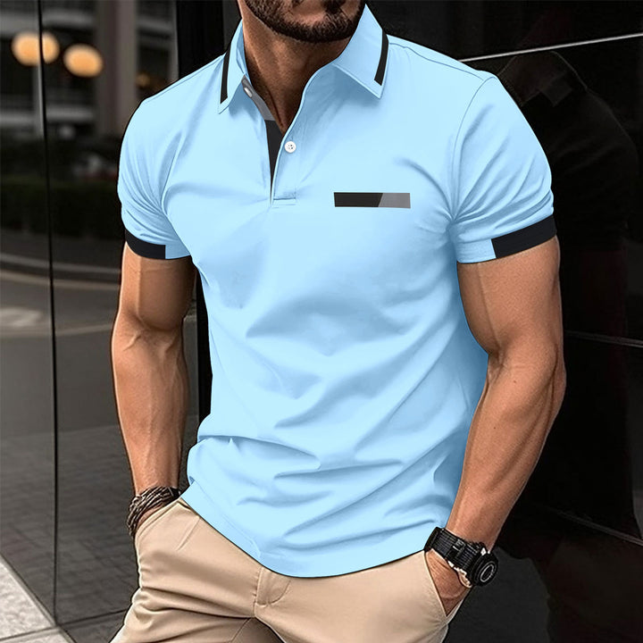 Herren elegantes Kurzarm-Polohemd mit Kontrastdetails Aliams