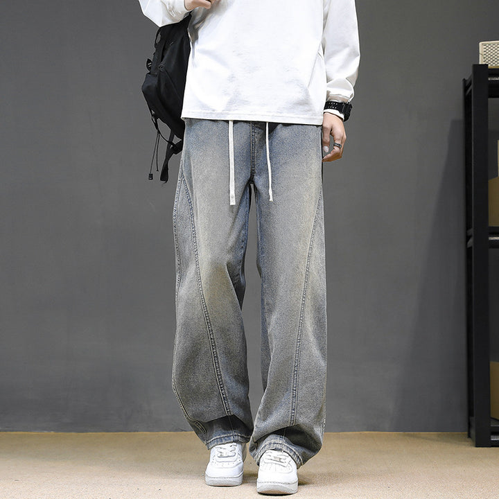 Herren Weitgeschnittene Jeanshose mit elastischem Bund und modernem Design Aliams