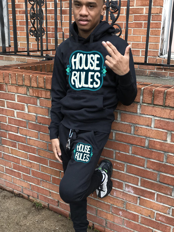 Herren Sportliches Hoodie- und Jogginghose-Set mit dynamischem Schriftzug Aliams