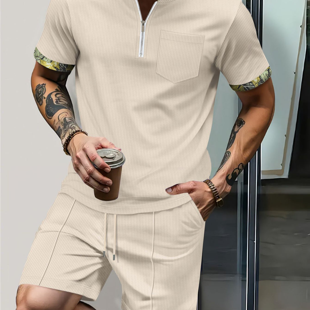 Herren Freizeit-Set mit kurzem Reißverschluss und modischer Schnürung Aliams