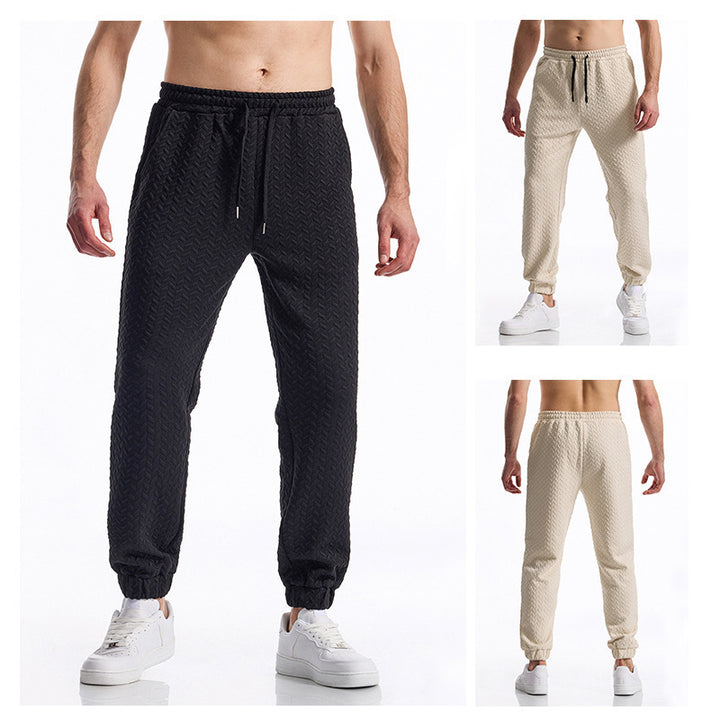 Herren bequeme Freizeithose mit elastischem Bund und Strukturmuster Aliams