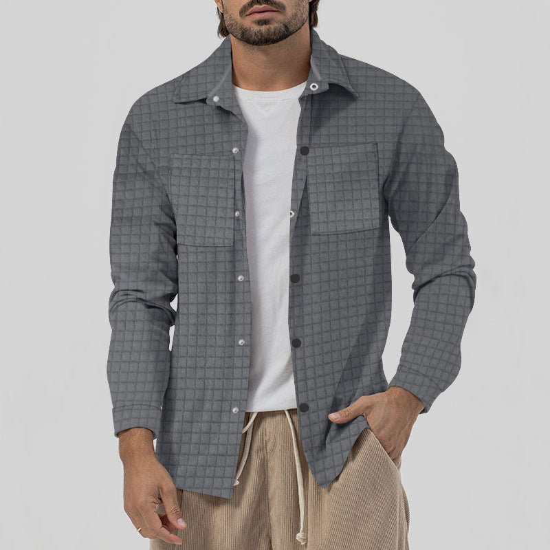 Herren lässiges Karo-Hemd mit zwei Brusttaschen und modernem Schnitt Aliams