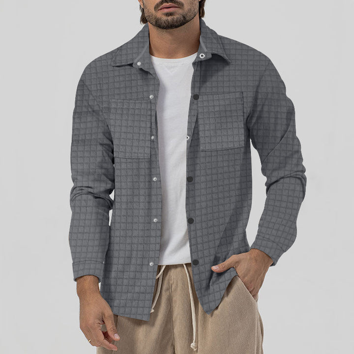 Herren lässiges Karo-Hemd mit zwei Brusttaschen und modernem Schnitt Aliams
