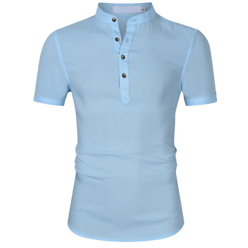 Herren Kurzarm Henley-Shirt mit edlem Knopfdesign und modernem Stehkragen Aliams