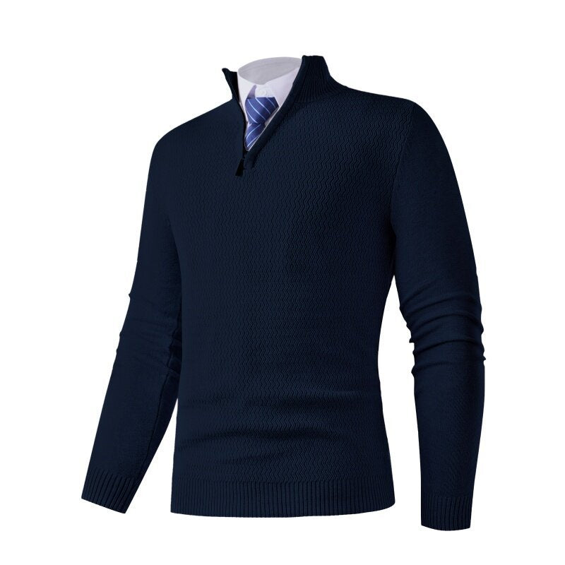 Herren Strickpullover mit modernem Stehkragen und strukturiertem Design Aliams