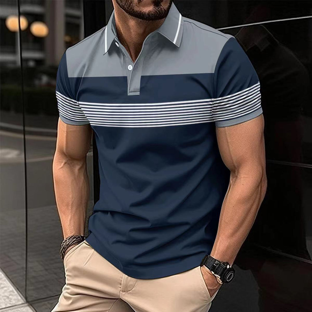 Herren Kurzarm Polohemd mit stylischem Streifenmuster und eleganten Details Aliams