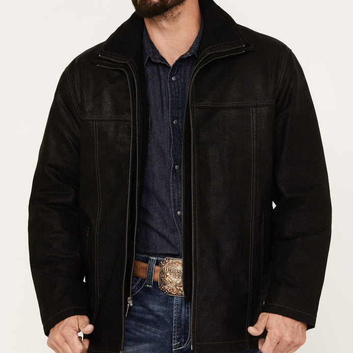 Herren gemütliche und stylische Jacke aus weichem Kunstleder Aliams