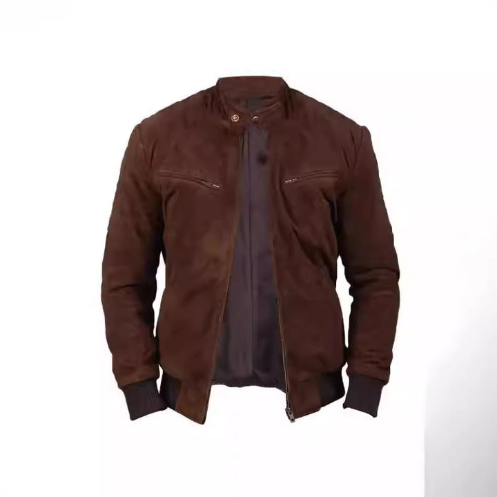 Herren Wildlederjacke im modernen Design mit praktischen Taschen Aliams