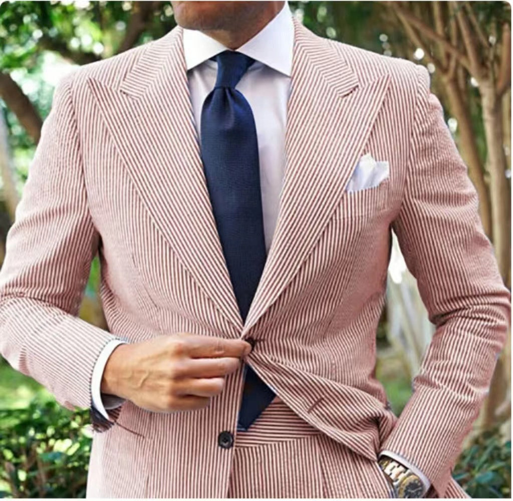 Herren Elegant Gestreifter Anzugblazer Aliams