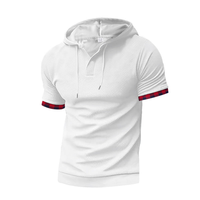 Herren sportliches Kapuzenshirt mit Kurzarm und strukturiertem Design Aliams