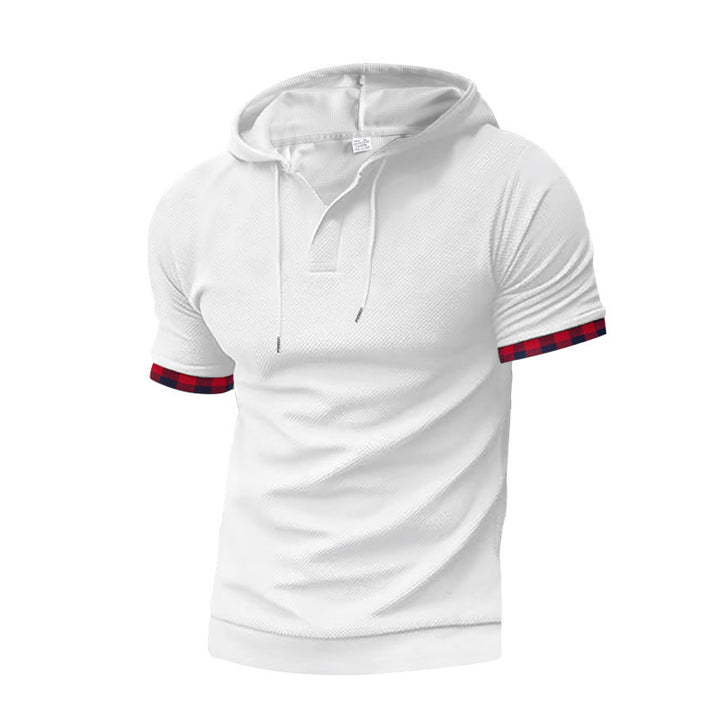 Herren sportliches Kapuzenshirt mit Kurzarm und strukturiertem Design Aliams