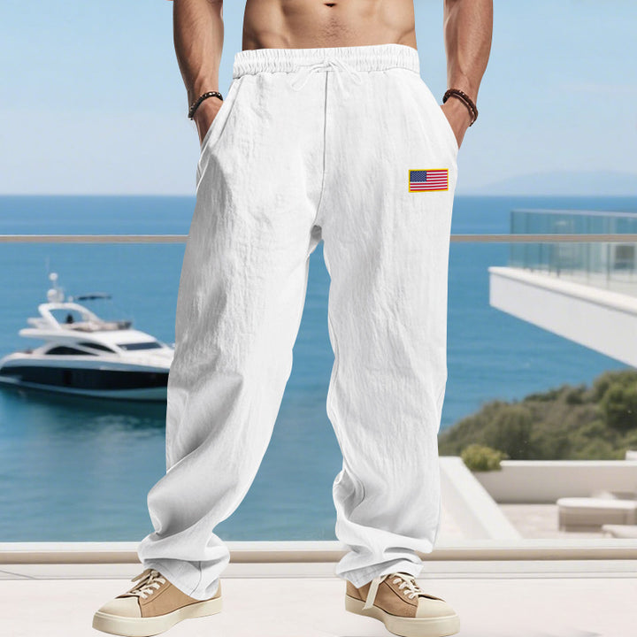 Herren Bequeme Freizeit-Cargo-Hose mit elastischem Bund und Seitentaschen Aliams