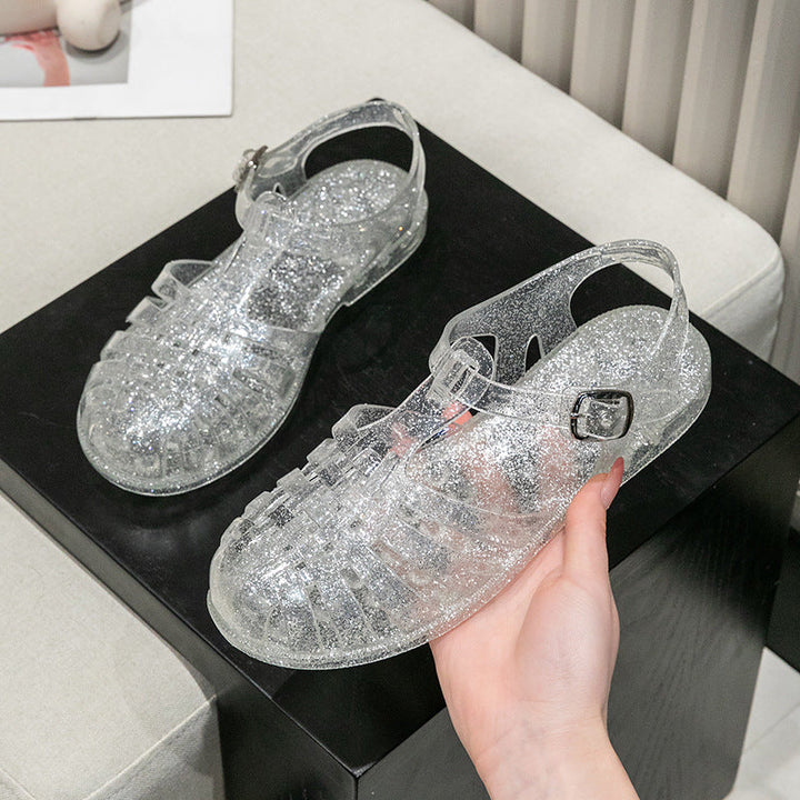 Damen Glitzernde Freizeit-Sandalen Im Riemchen-Stil mit Verstellbarem Verschluss Aliams