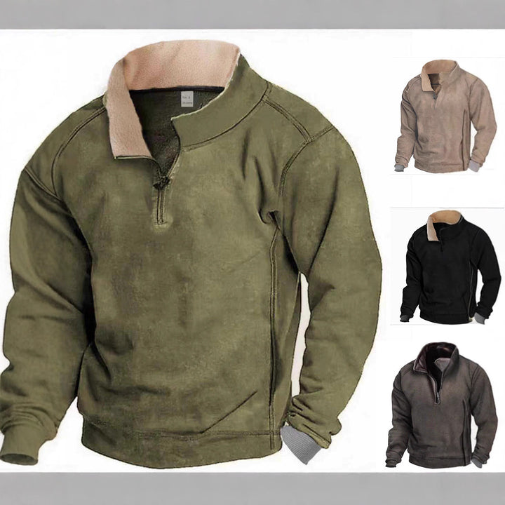 Herren Fleece-Pullover mit Stehkragen und praktischer Reißverschlussöffnung Aliams
