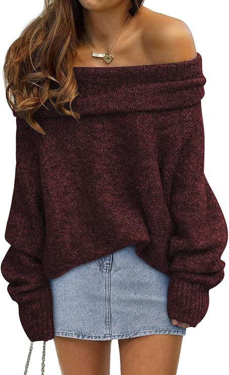 Damen Oversized Pullover mit schulterfreiem Design Aliams