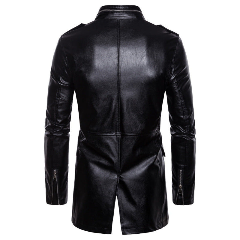 Herren Elegante Biker-Lederjacke mit asymmetrischem Reißverschluss und praktischen Taschen Aliams