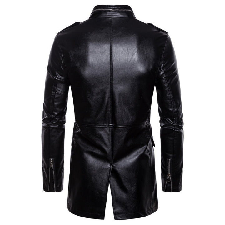 Herren Elegante Biker-Lederjacke mit asymmetrischem Reißverschluss und praktischen Taschen Aliams