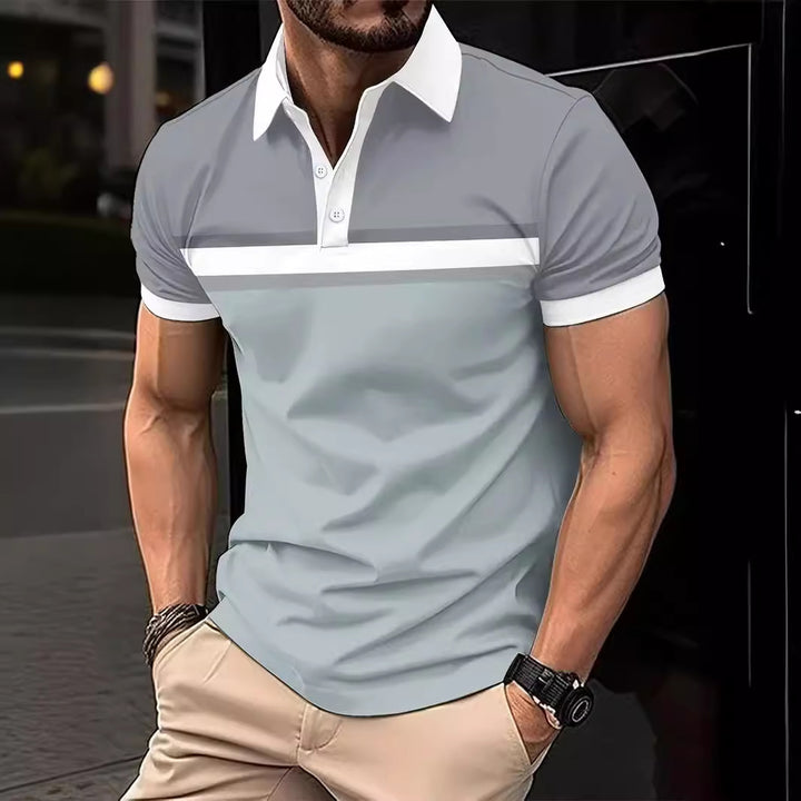 Herren Polohemd mit modernem gestreiften Design und hochwertigem Baumwollmaterial Aliams
