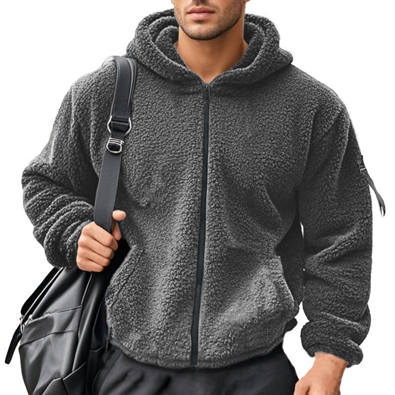 Herren weicher Fleece-Hoodie mit praktischem Reißverschluss und Kapuze Aliams