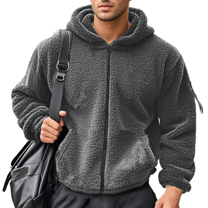 Herren weicher Fleece-Hoodie mit praktischem Reißverschluss und Kapuze Aliams