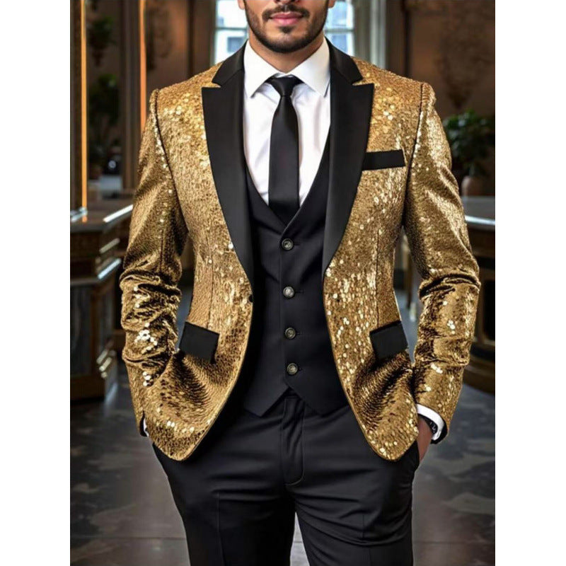 Herren Glamouröser Pailletten-Smokingblazer Aliams 1761380182