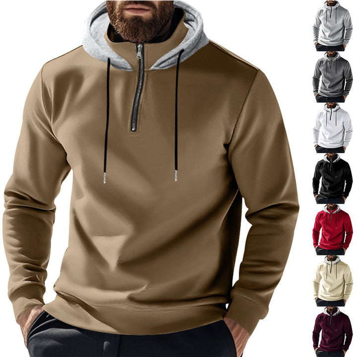 Herren sportlicher Hoodie mit halbem Reißverschluss und modernem Kapuzenaufbau Aliams