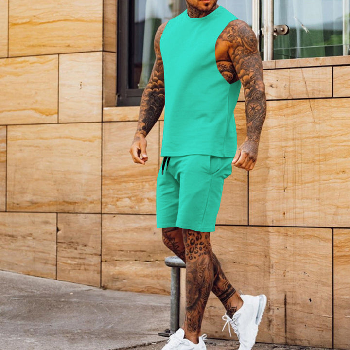 Herren sportliches Tanktop und Shorts-Set mit elastischem Bund Aliams