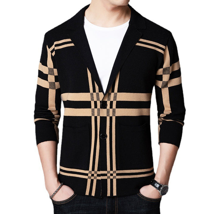 Herren eleganter Strickblazer mit modernem Karomuster Aliams