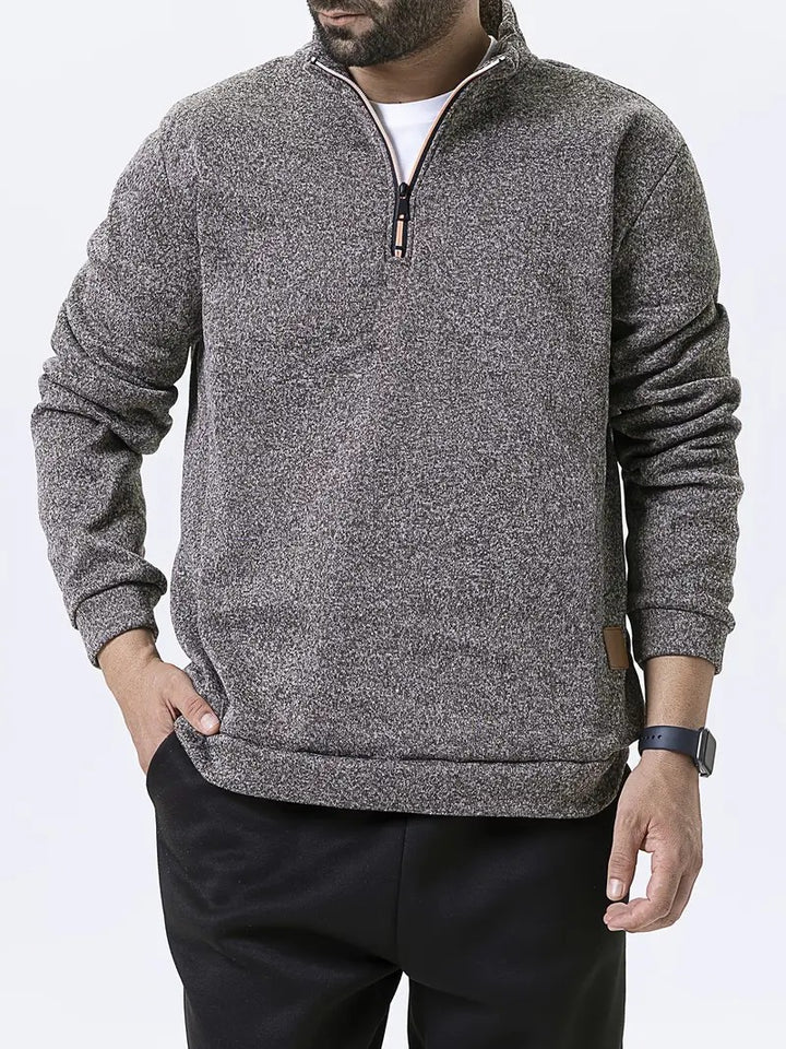 Herren Fleece-Pullover mit halbem Reißverschluss und strukturiertem Design Aliams
