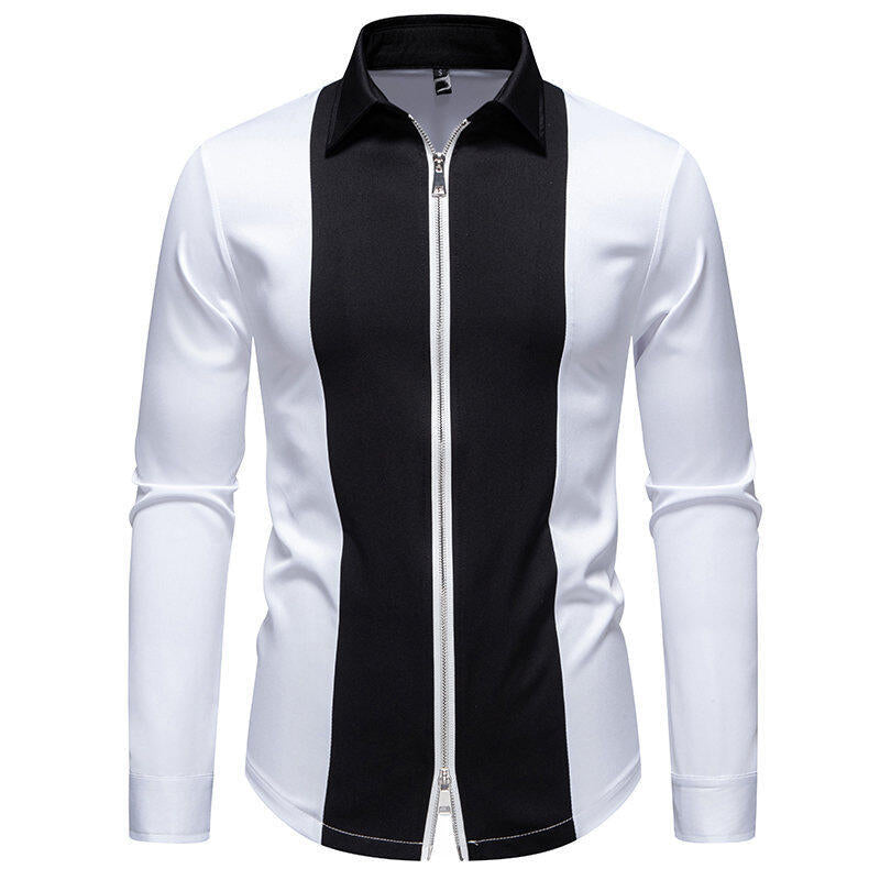 Herren Sportliches Langarmshirt mit modernem Reißverschluss und kontrastierenden Farben Aliams