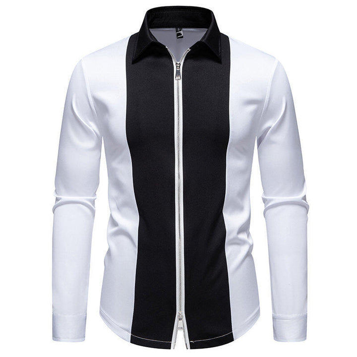 Herren Sportliches Langarmshirt mit modernem Reißverschluss und kontrastierenden Farben Aliams