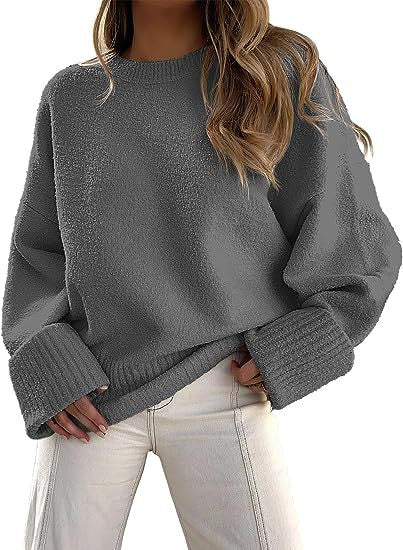 Damen gemütlicher Oversized Pullover mit strukturiertem Fleece Aliams